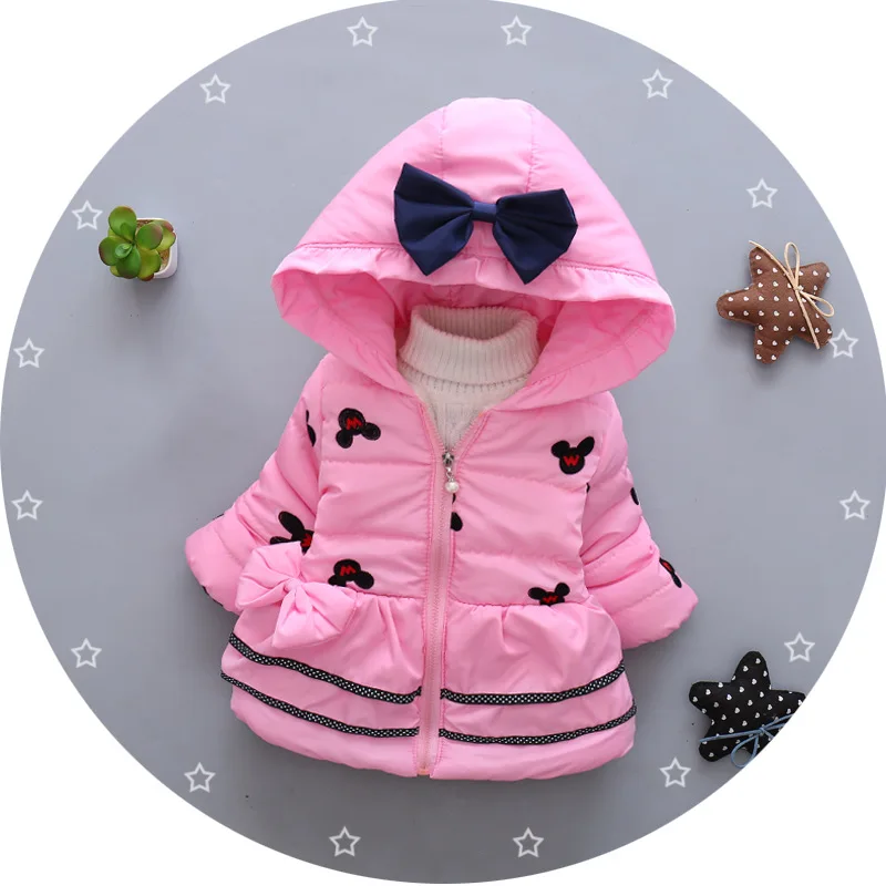 0458 pink Куртка с заячьими ушками для маленьких девочек зимнее пальто Повседневная теплая хлопковая верхняя одежда с капюшоном для маленьких детей от 0 до 3 лет зимнее пальто Одежда для детей - Цвет: 0458 pink