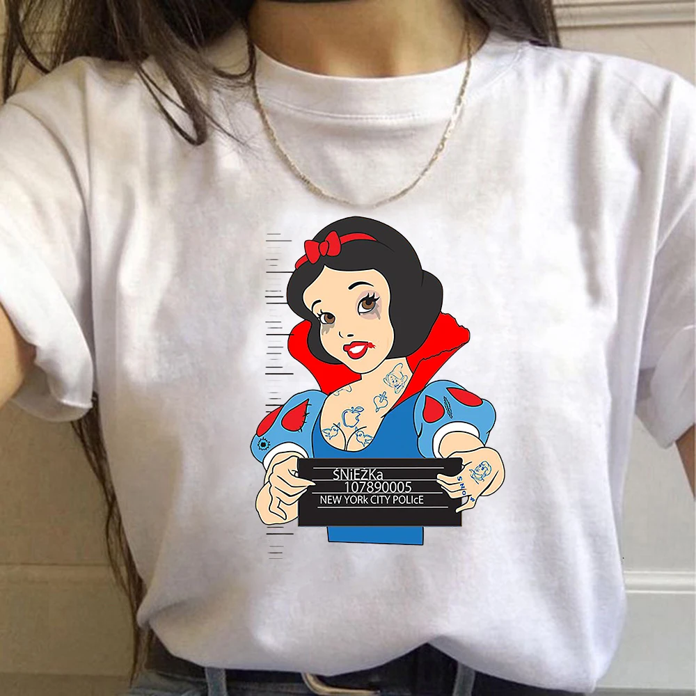 

Snow White T Shirt Women Disney Princess Bad Girl Printed Tops Cartoons Casual Clothes O-neck Short Sleeve Fashion Femme Ullzang