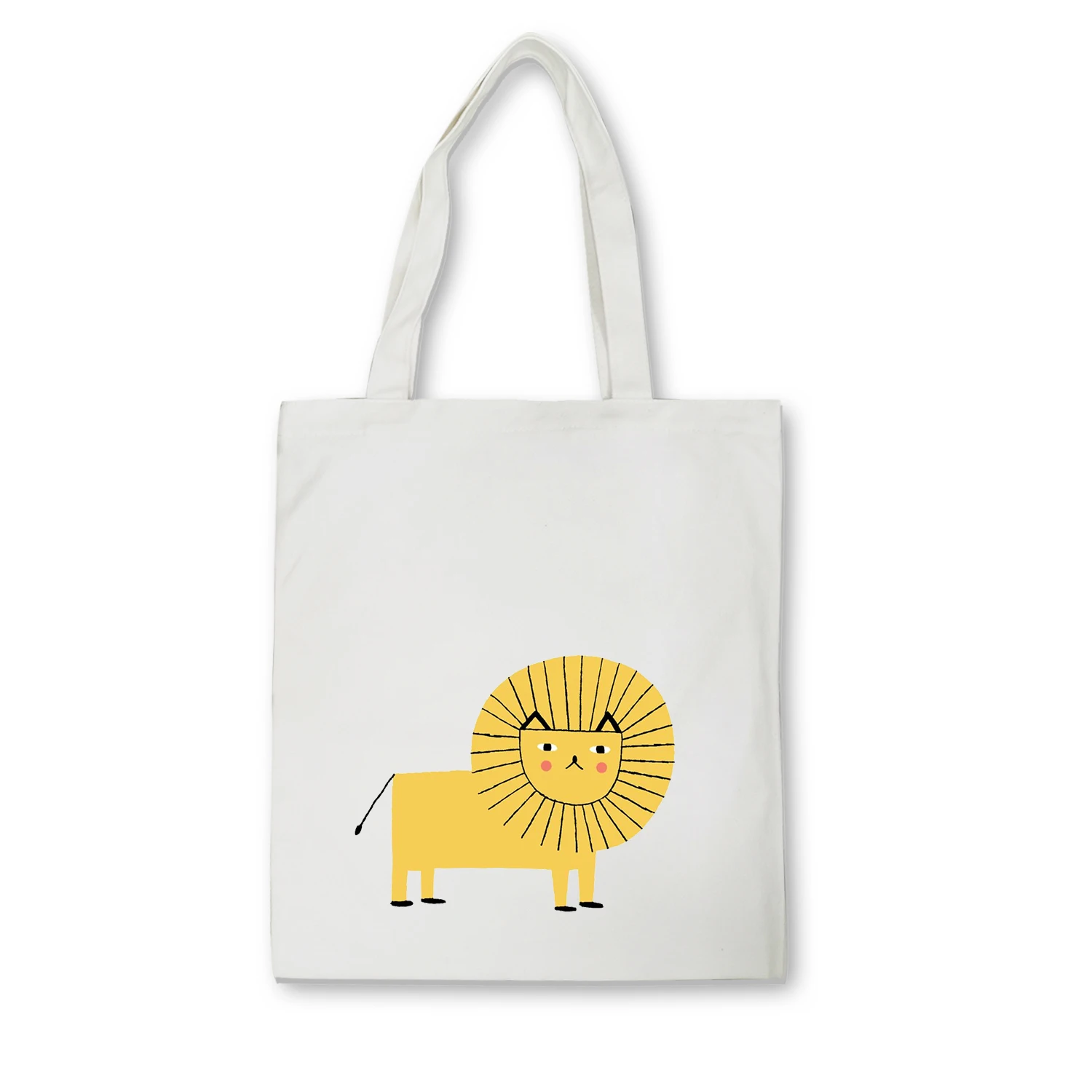 Складные сумки для покупок Женская Холщовая Сумка тоут с милым принтом льва