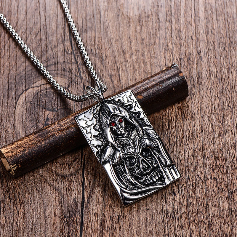 

Religious jewelry on neck European and American masked goddess cross titanium steel necklace stainless steel jewelry pendant