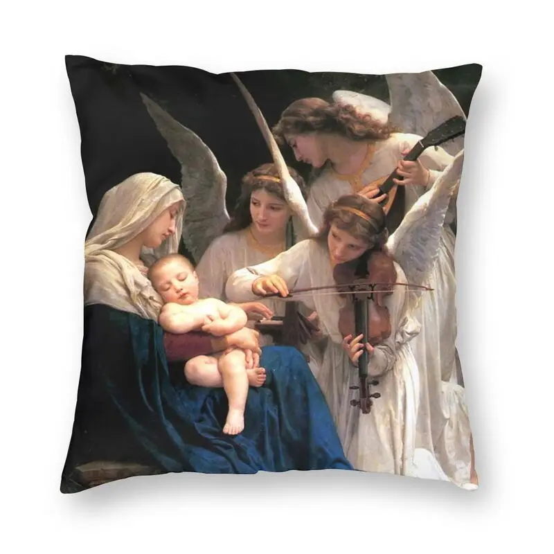 

Vibrant Our Lady Song Of Angels Virgin Mary Pillow Case Decoration 3D Jesus Music Catholic Saint Cushion Cover For Living Room