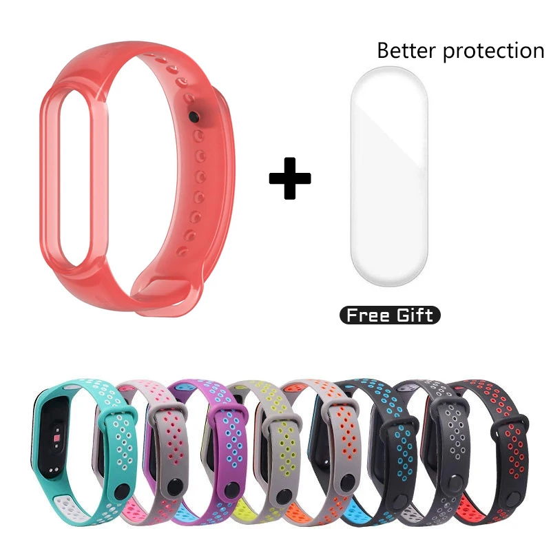 

For Xiaomi Mi Band 6 5 Silicone Anti-sweat Replacement Wrist Strap Case For MiBand 6 5 3 4 Sports Bracelet Wristband Accessories