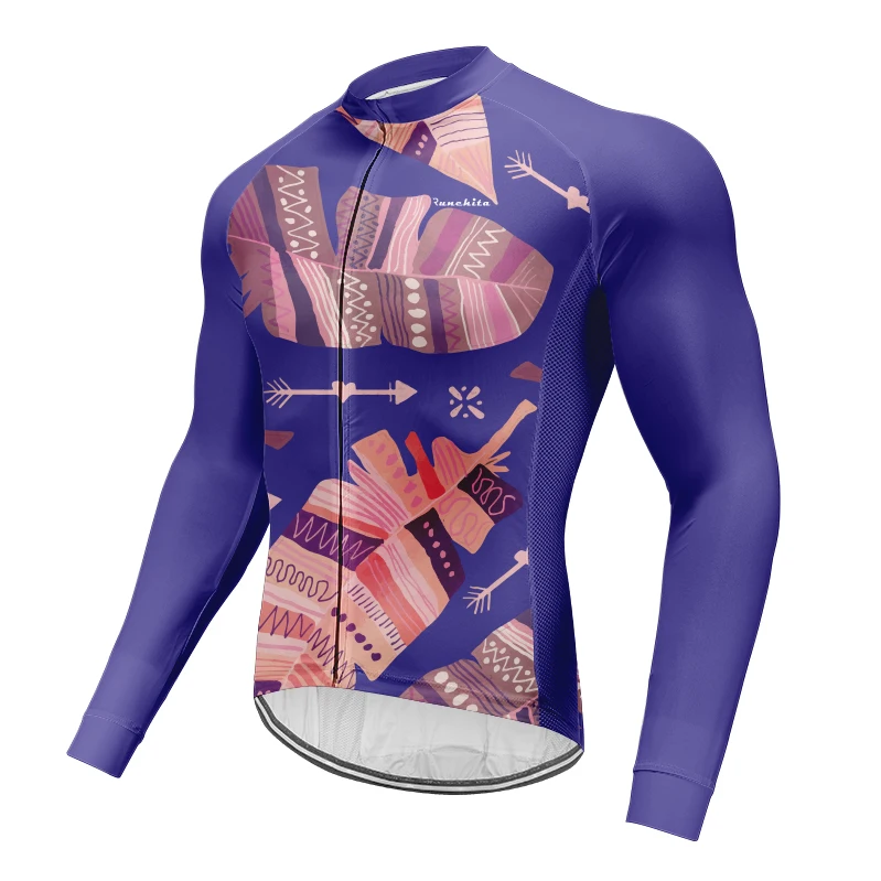 Runchita новый мужской летний длинный рукав Велоспорт Джерси велосипед MTB одежда для