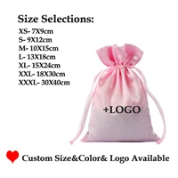 10pcs custom logo 18x30cm30x40cm silk satin bags hair extensions packaging jewelrywigsmakeupwedding gift bag drawstring bag