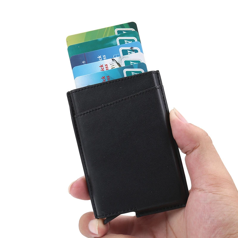Бизнес для мужчин Id Card Holder PU кожаный бумажник для карт для мужчин маленький держатель для кредитных карт Rifd мужской кошелек черный короткий клатч кошельки