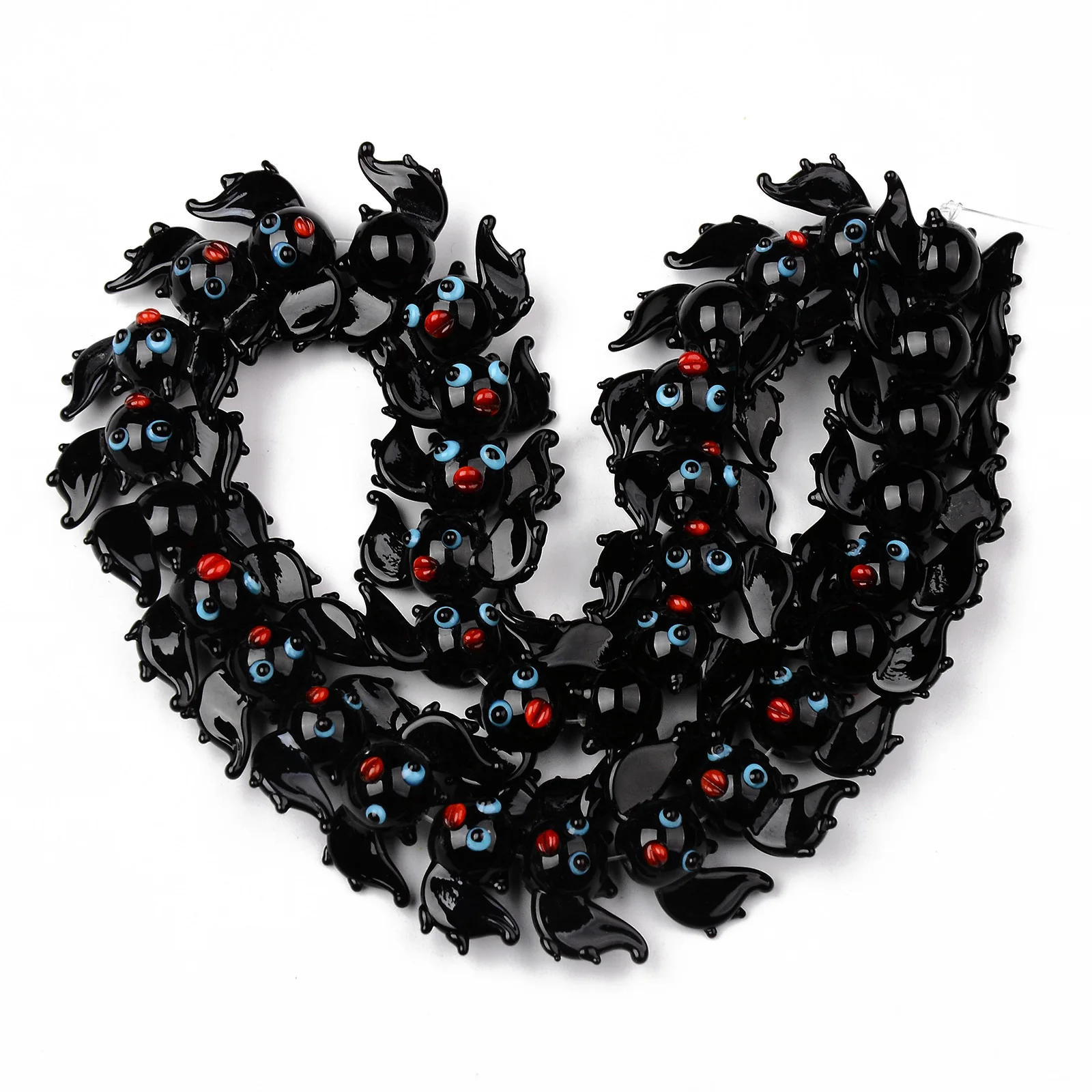 

New Black Bat Shape Handmade Lampwork Beads for Jewelry Making DIY Necklace Bracelet Charms Beads About 35pcs/strand
