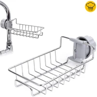 stainless steel faucet rack storage rack sink caddy sponge soap holder organizer hanging drain shelf for bathroom kitchen