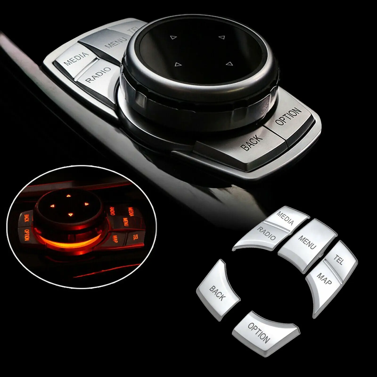 For BMW 3 4 5 6 X5 X6 GT2 Series Chrome Multi-Media Button IDrive Controler Frame Decoration Sticker Cover Case Decal Accessory