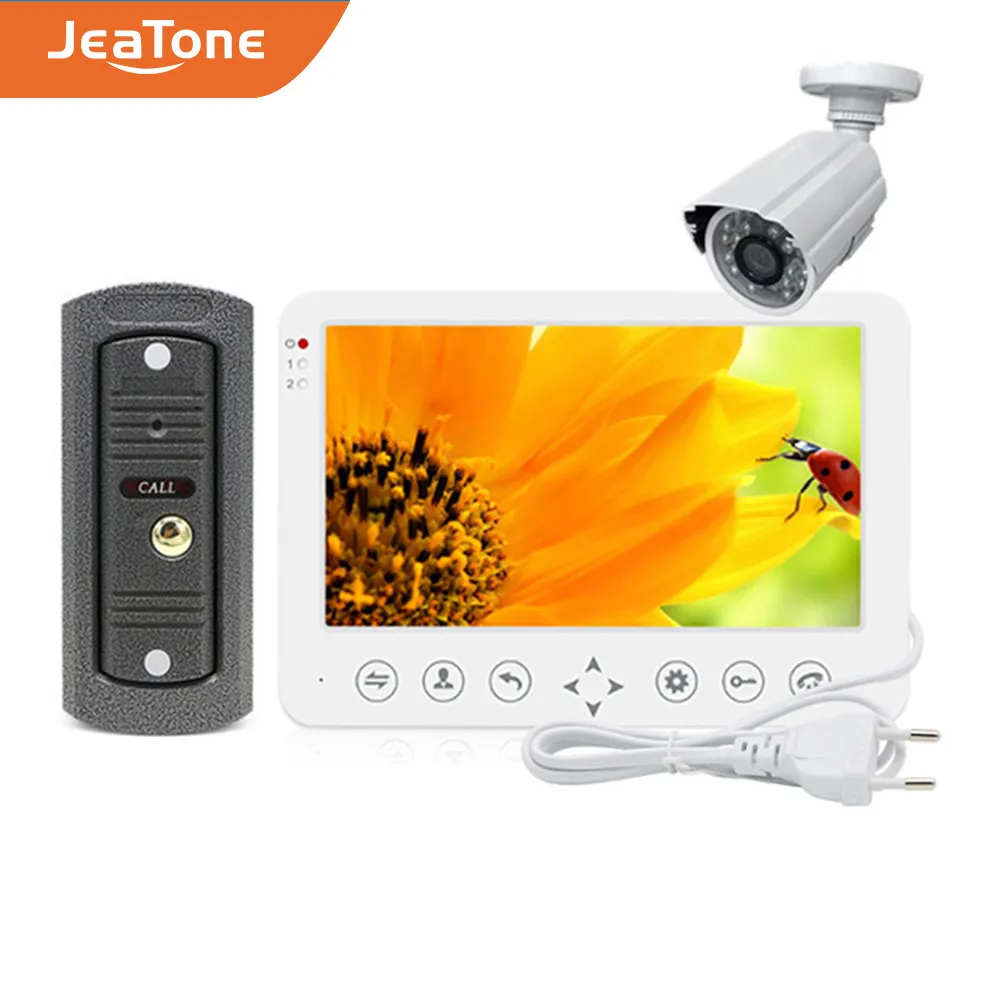 

JeaTone 7'' Intercom for Home HD Wired Video Doorbell Monitor IR Night Vision Motion Sensor for Home Security+1200TVL Camera