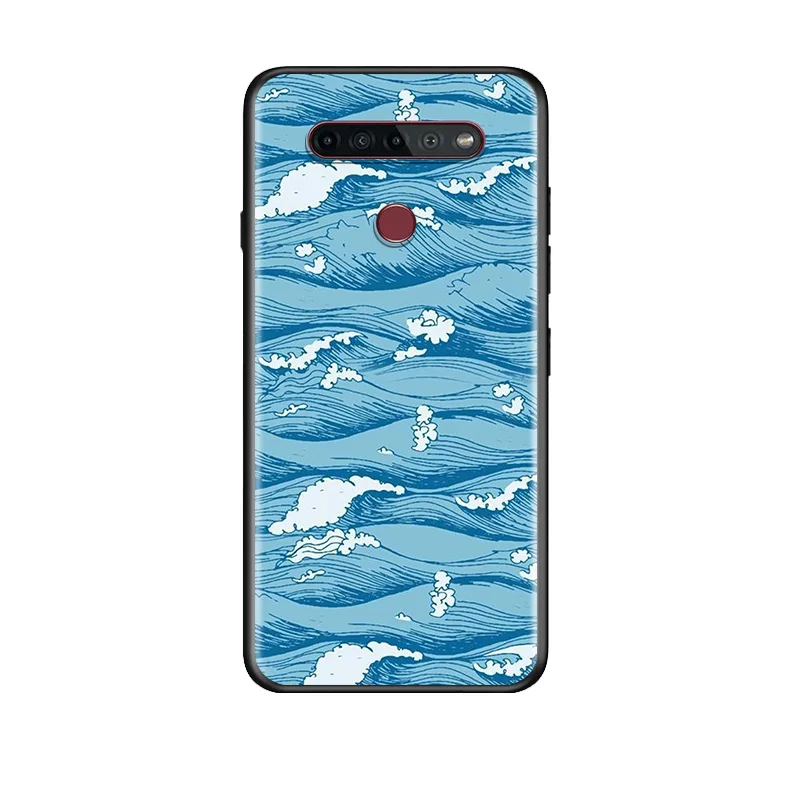 

Japanese Wave Art For LG G8 V30 V35 V40 V50 V60 Q60 K40S K50S K41S K51S K61 K71 K22 ThinQ 5G Soft TPU Silicone Black Phone Case