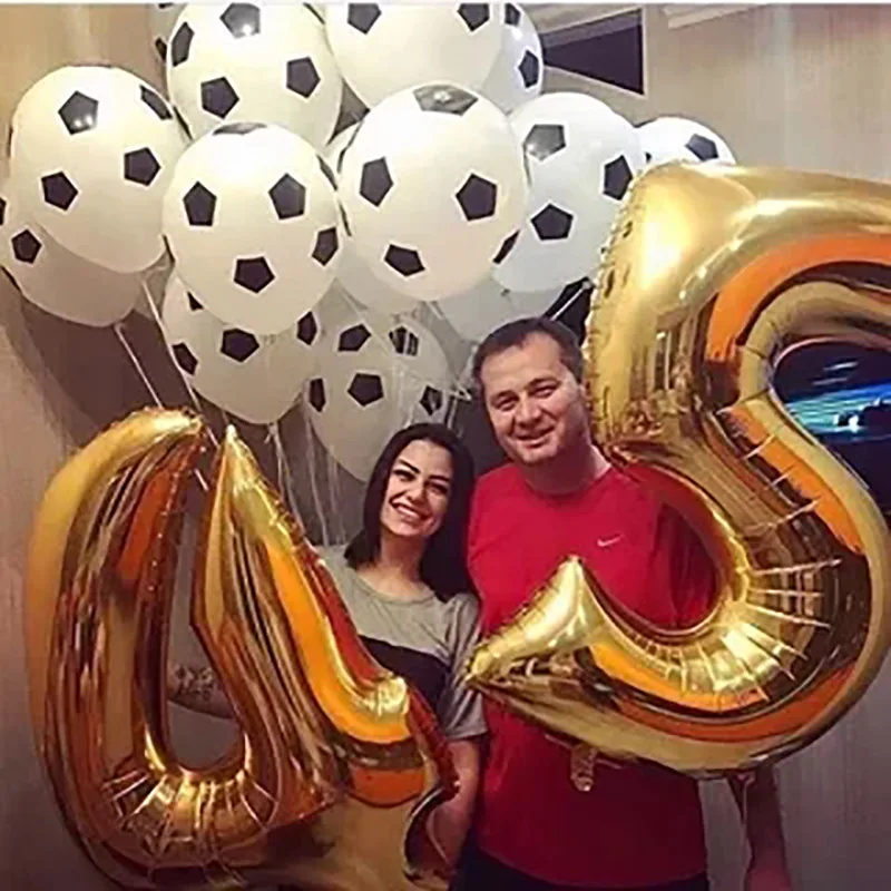 13 шт. Футбол футбол тема вечерние круглые шары Серебро Конфетти зеленого латекса