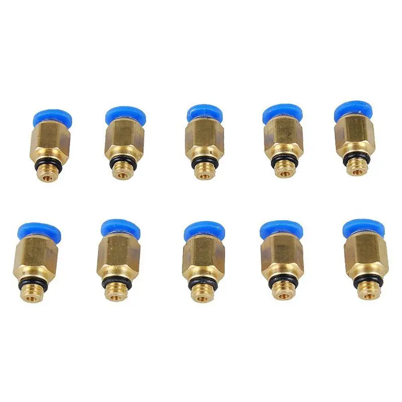 10 шт. PC4 M6 Мужской прямой пневматический PEFE пробки Пуш ап установки разъем