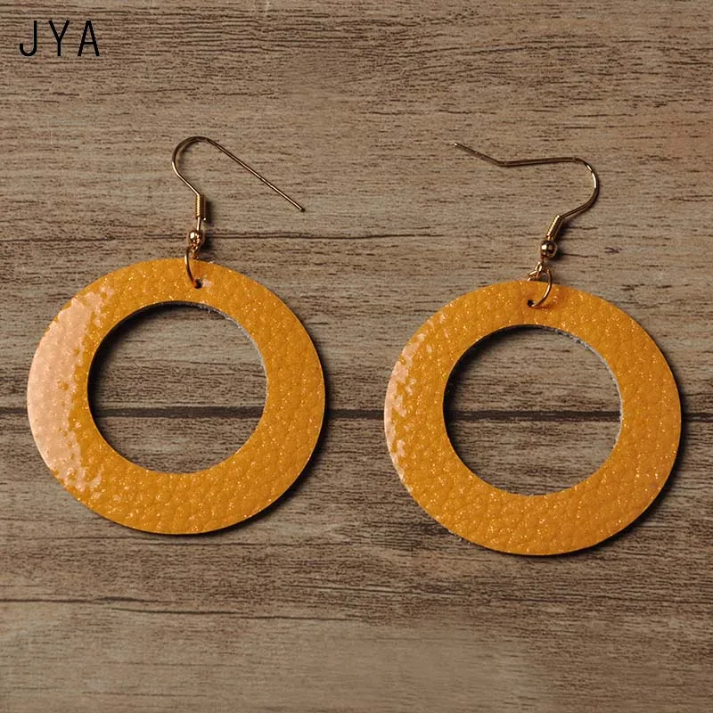 Cpop разноцветные массивные серьги из натуральной кожи для женщин Круглые