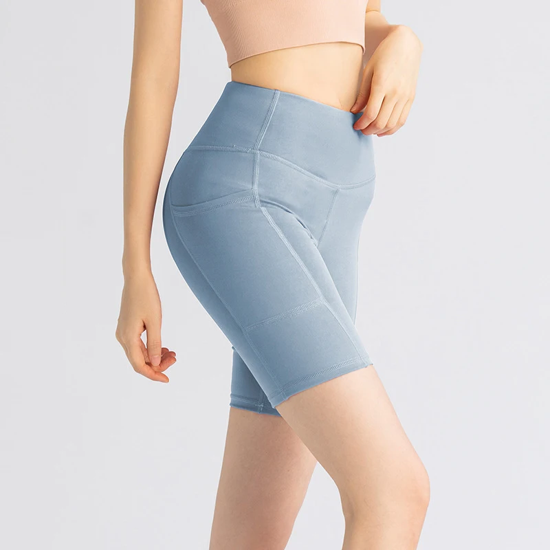 

Шорты XISHA с высокой талией для фитнеса и йоги, женские тканевые однотонные спортивные шорты для тренировок и йоги, новинка 2021