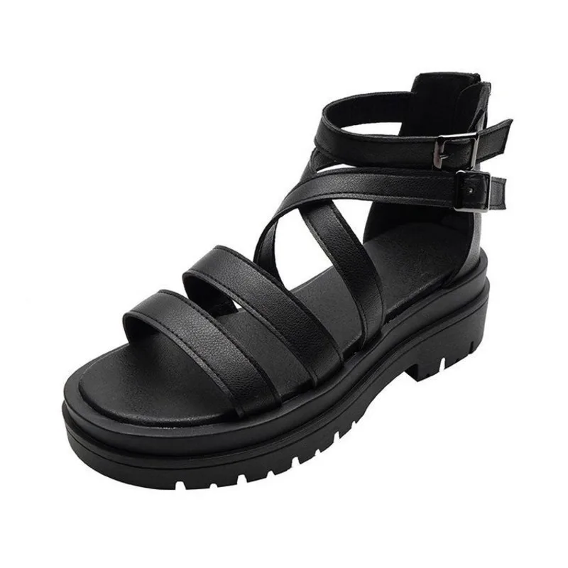 

Sandals Woman 2021 Open Toed Thick Summer Shoes For Women Platform Zipper Female Shoes Buckle Strap Women Ladies Beach Shoes