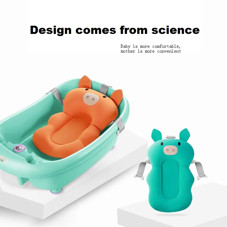 

Cartoon Solid Pig Children Bathtub Non-Slip Seat Safe Shower Pad Lovely Animal Shape Comfortable Fabric Science Carve Healthy