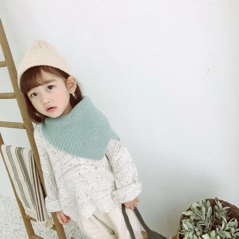 Осенне зимний шарф с воротником для мальчиков и девочек детские вязаные