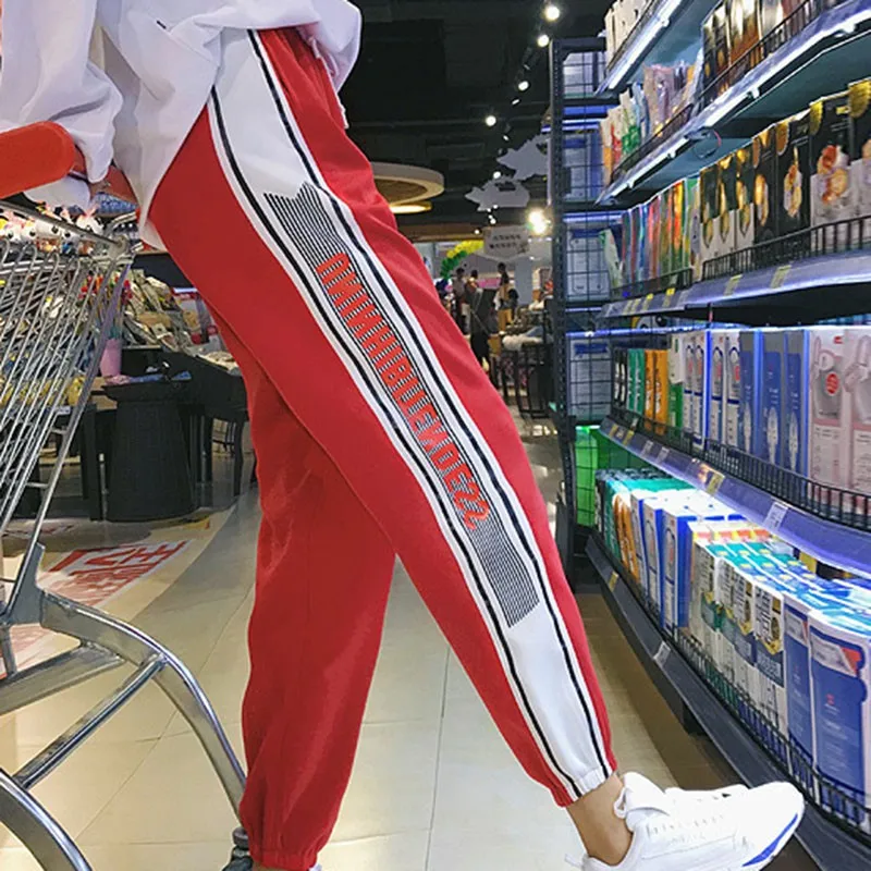 

Hot Fashion Harajuku Letter Print Harem Trousers Fashion Streetwear Women High Waist Pencil Pants