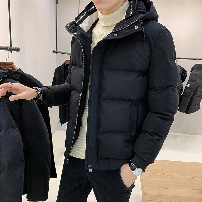 Winter Mens Warm Cotton-padded Coat Hooded Embroidery Casual Thick Parka  Puffer Jacket  Winter Coat Men K09