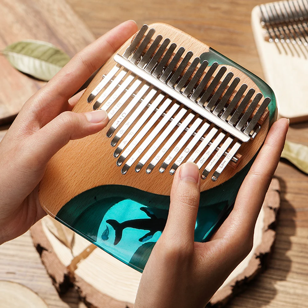 

17 Key 21 Key Kalimba Musical Instrument Beech Ocean Whale Thumb Finger Piano Creative Music Sound Box Christmas Gift for Kids