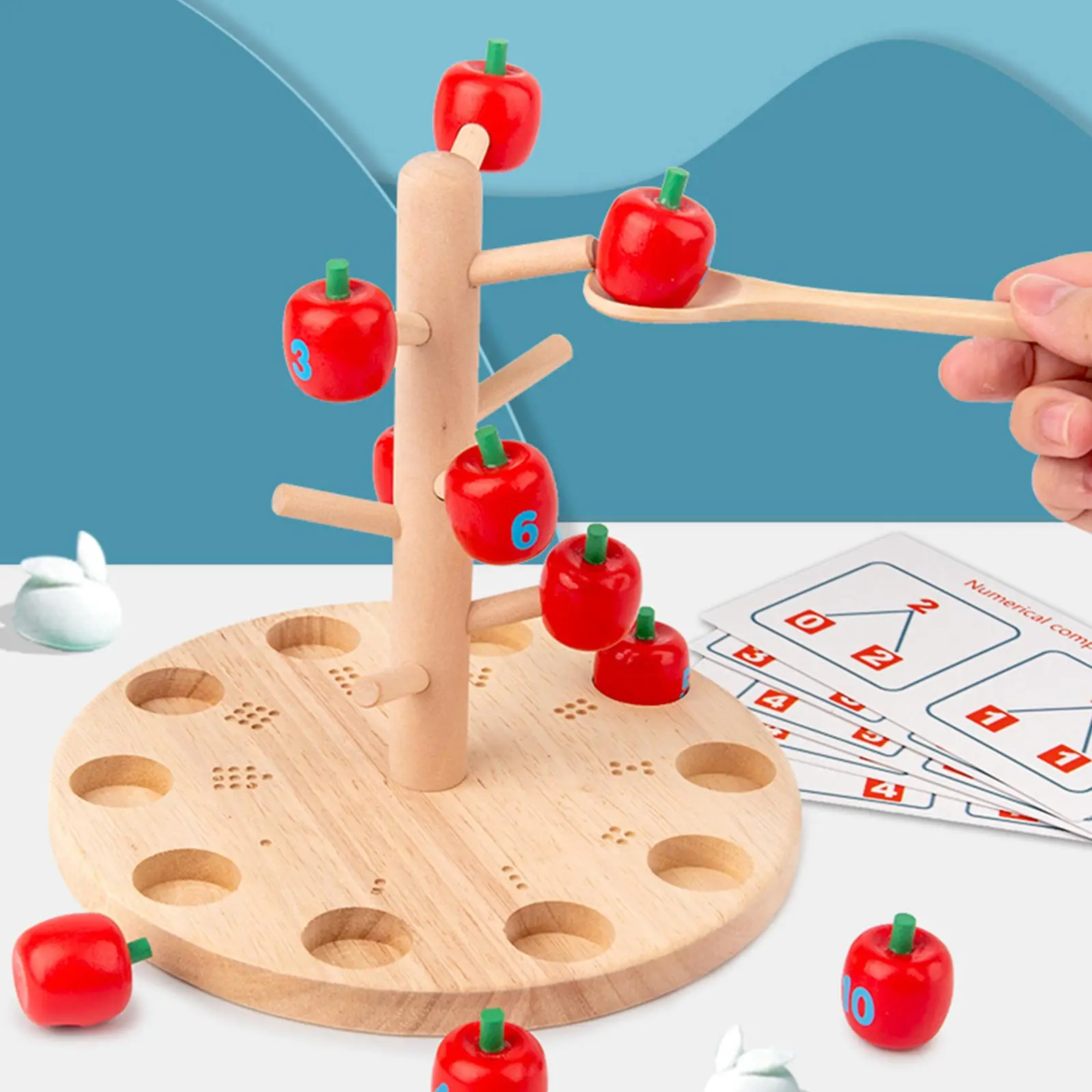 Игрушки Монтессори для сбора яблок учебные пособия деревянные щипцы ложка