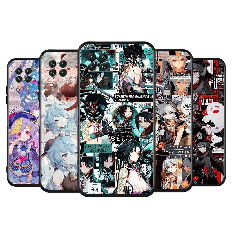 

For Huawei Nova 8 7 6 5 SE 5G 5i Pro 2 3 Lite 2017 Plus 2i 3E 3i 4E 5Z 5E 5T 7i Genshin Impact Anime Black TPU Phone Case