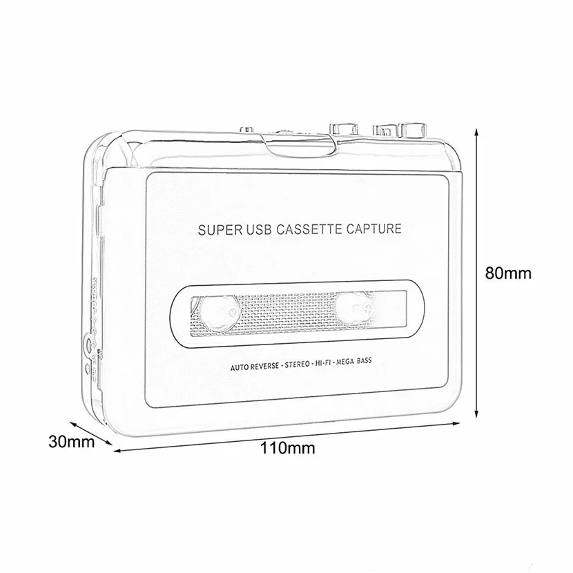 

2021 Tape to PC Super Cassette To MP3 Audio Music CD Digital Player Converter Capture Recorder +Headphone USB 2.0 Drop Shipping