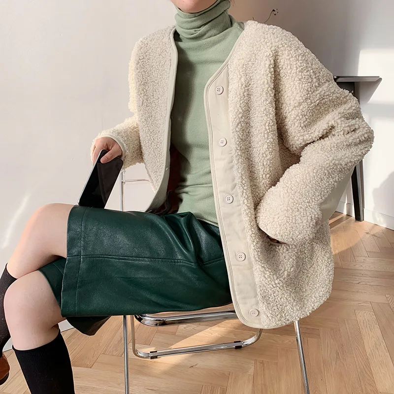 

Lamb coat women's short autumn and winter new thickened deerskin fur one coat
