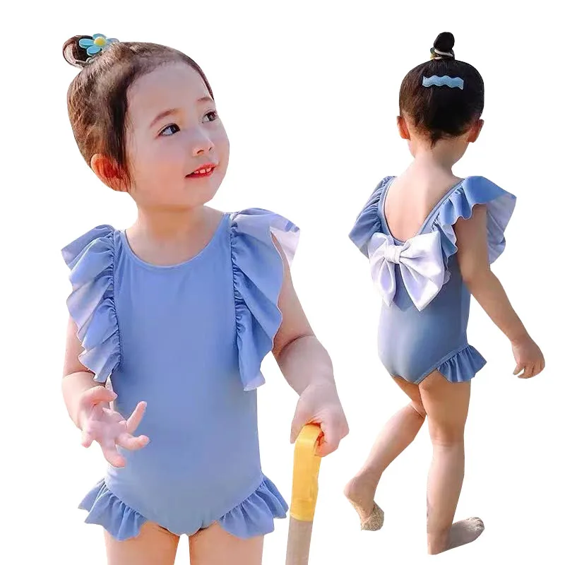 

Summer Girls Swimsuit New One Piece Swimwear with Bowknot Lace Ruffle Children's Swimwear Kids Swimsuit for Girls Swim Clothes
