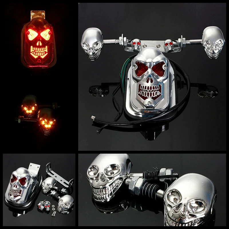 Череп мотоцикла ATV задний светильник сигнала поворота Стоп сигнал пластина| |