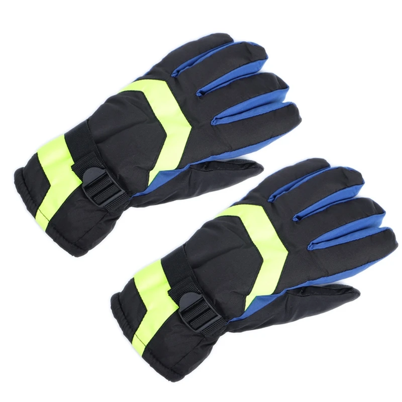 

Men Winter Waterproof Snowboard Gloves Contrast Color Plush Lined Warm Mittens