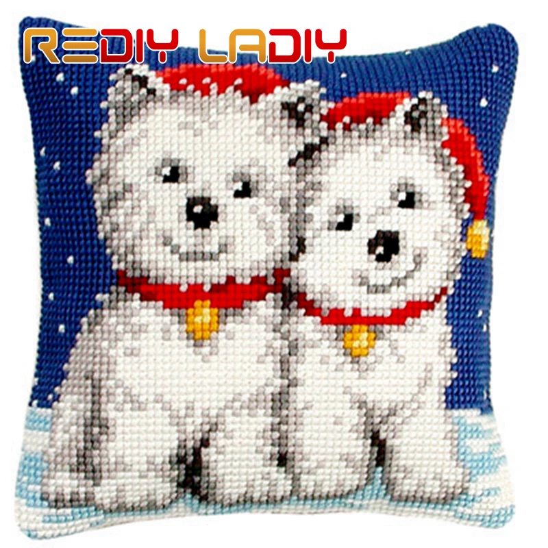 Сделай Сам Вышивка крестом Рождественский Чехол на подушку щенков 100% акриловой