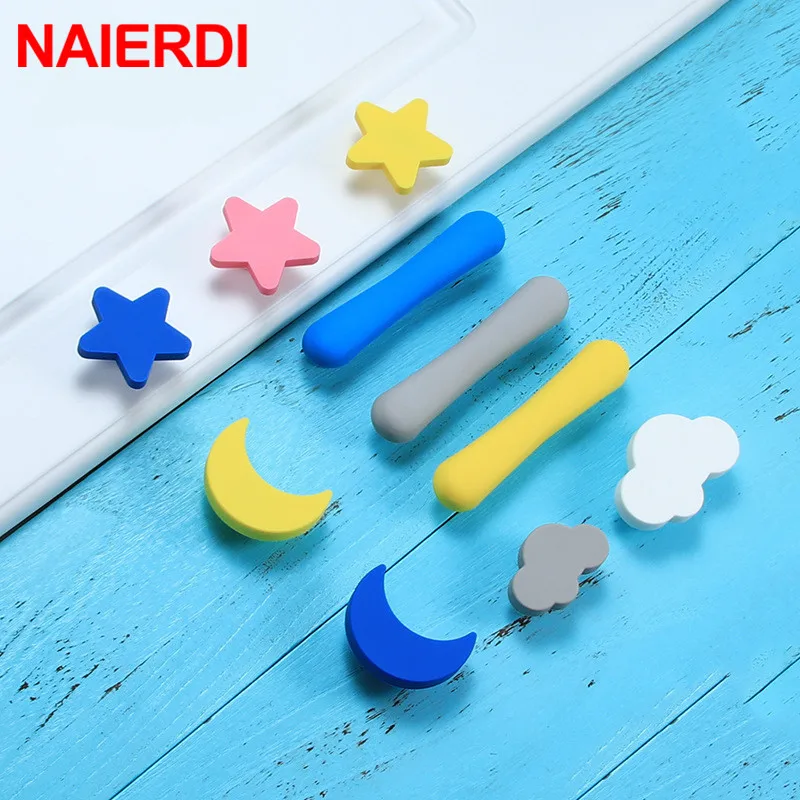 Ручки NAIERDI Moon Star ручки для мебели из мультфильма детской комнаты ПВХ ручка дверей