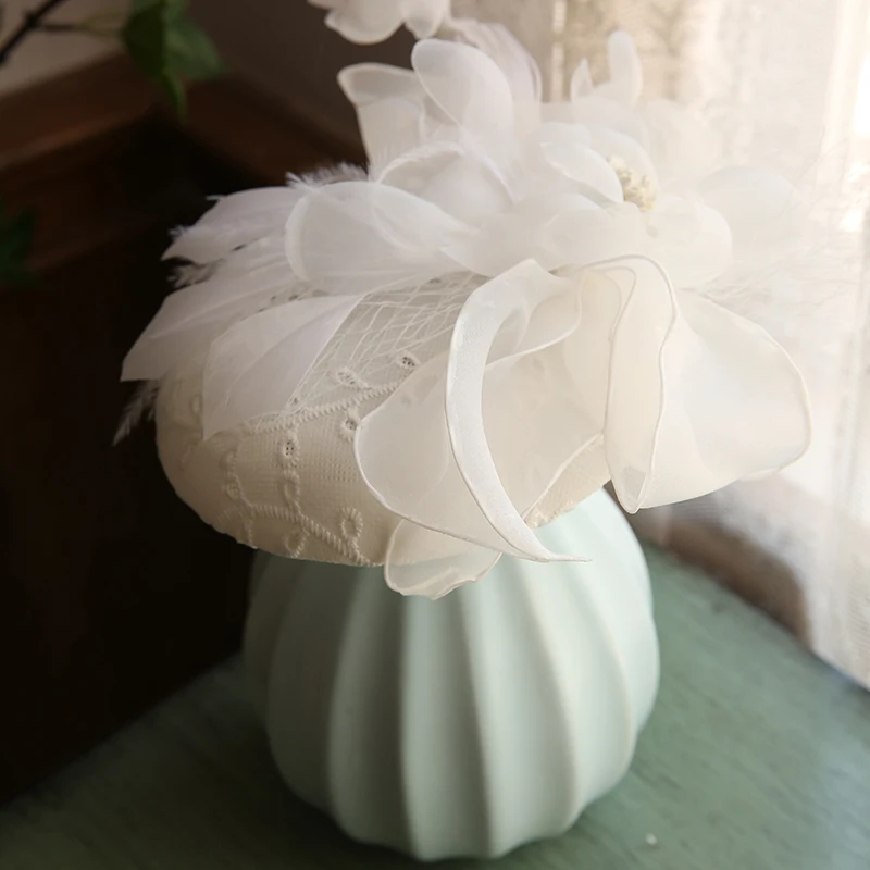Mingli Tengda Gauze Small Formal Hat Lady Wind Bride Headwear Lace Mori Hats Woman Wedding Accessories Vintage Tiara Birdcage | Аксессуары