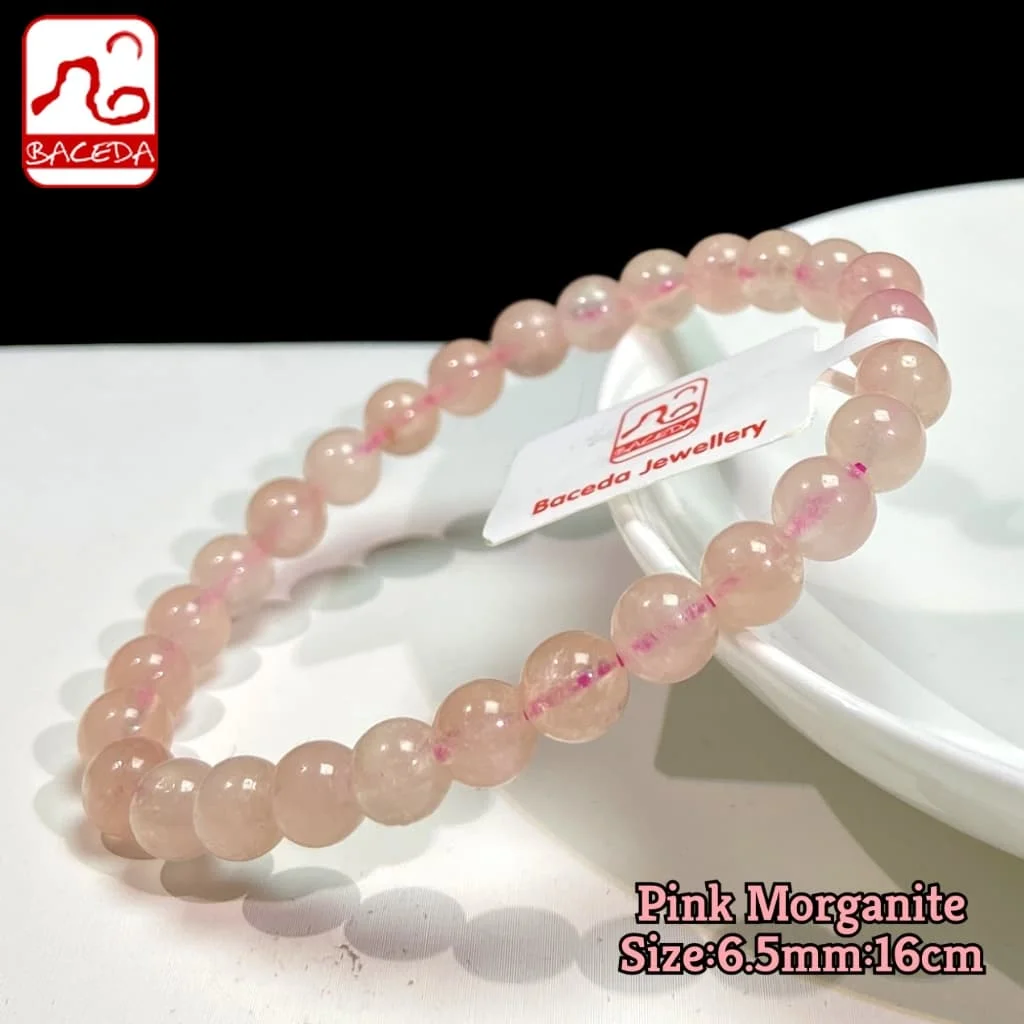 

Baceda Natural Crystals of Pink Morganite Bracelet can brings the energy rays of determination,commitment, and caring with cert