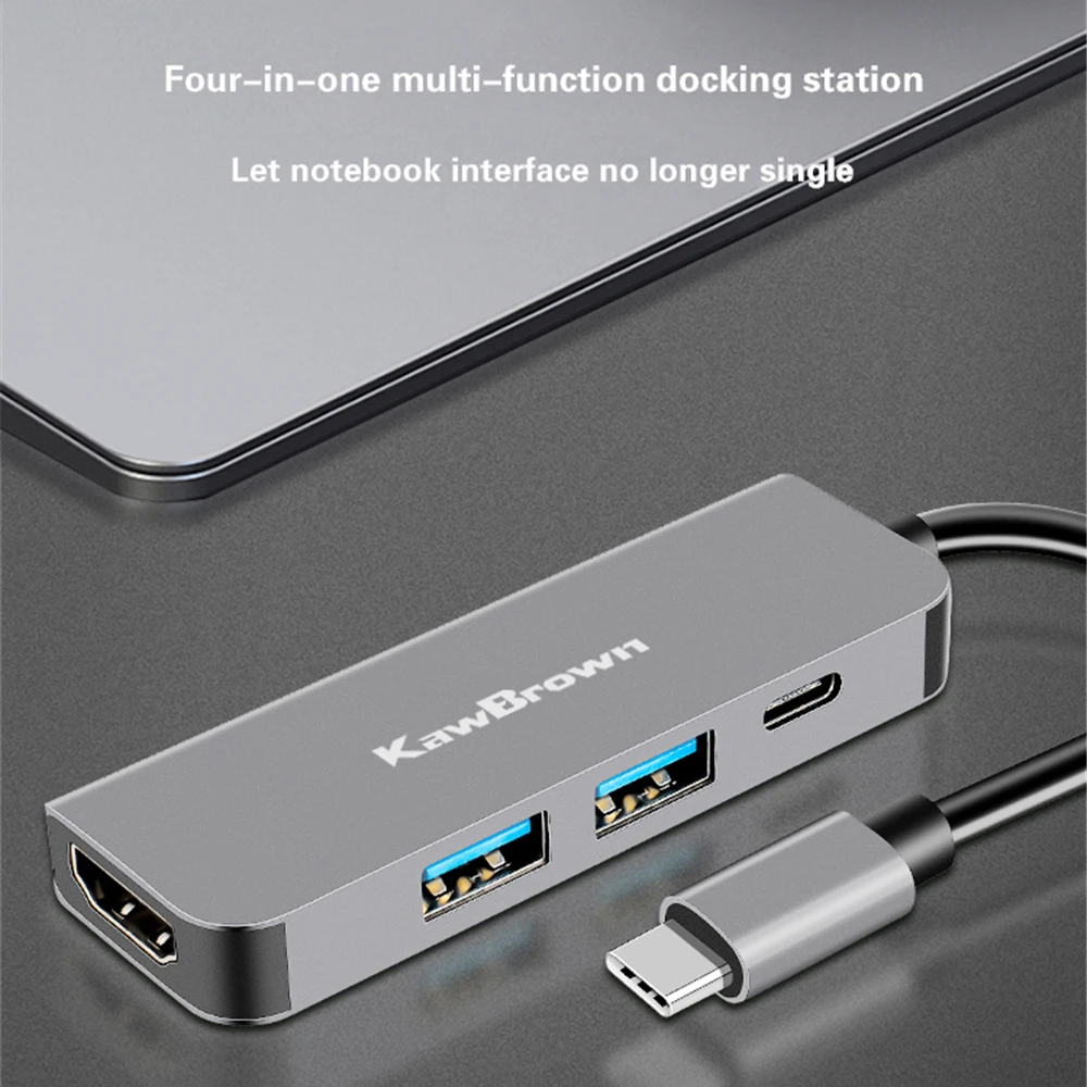 KawBrown 4 в 1 мульти USB C док-станция Поддержка типа к 3 0/HDMI 4K/PD Зарядка для ноутбука Macbook