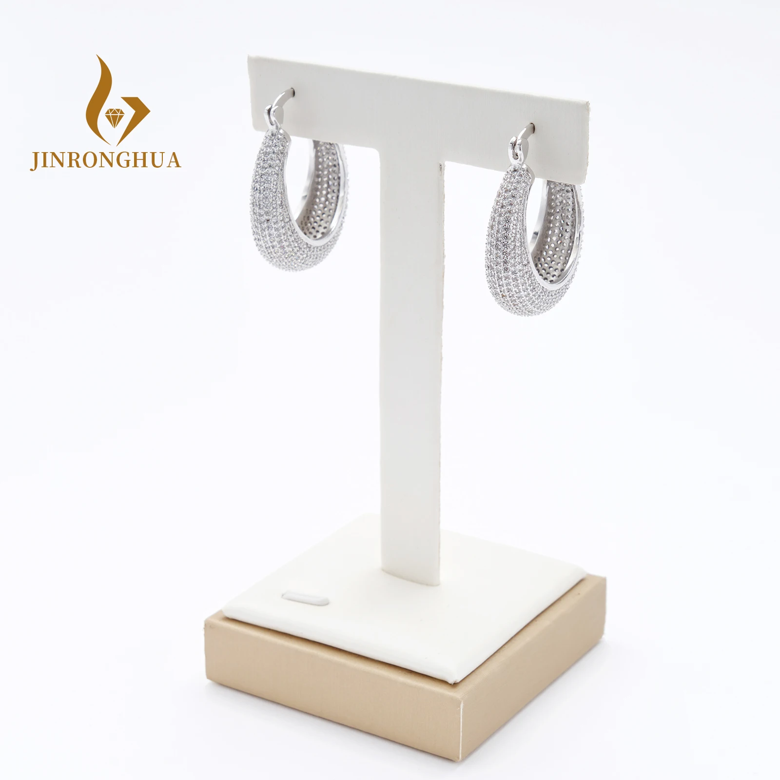 

JRH Luxury Fine Earring Zirconia Hoop Earrings for Women Wedding Big Hoop Earrings Jewelry 2021 Trendy Elegant Party Earrings
