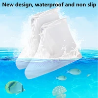 mens and womens silicone shoe cover zipper for men and women reusable waterproof white anti skid rubber rain shoe cover
