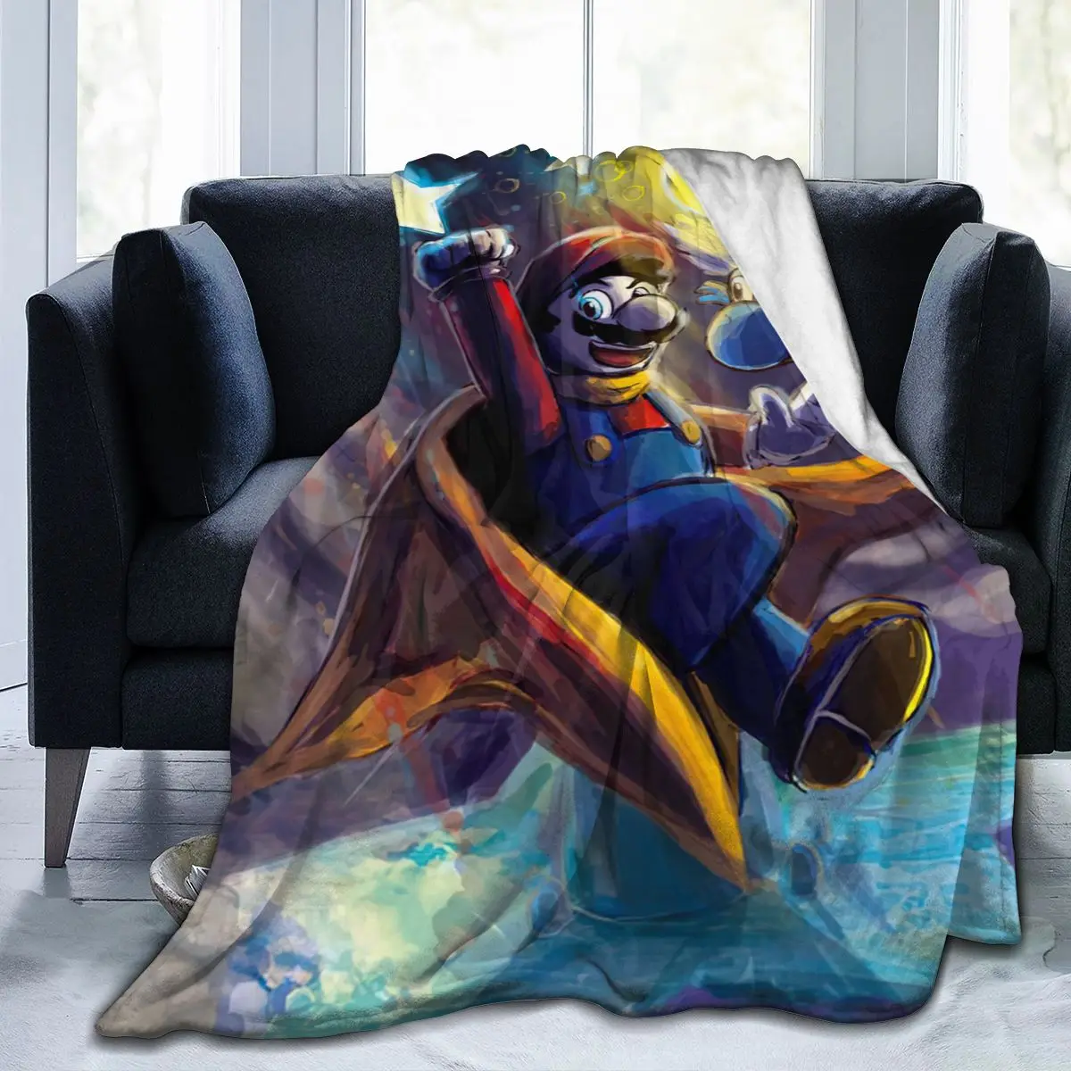 

Mario 3D Cartoon Sherpa Blanket Warm Super Soft Flannel Office Nap Bedspread Sofa Bedding Plush Quilt Plaids 30