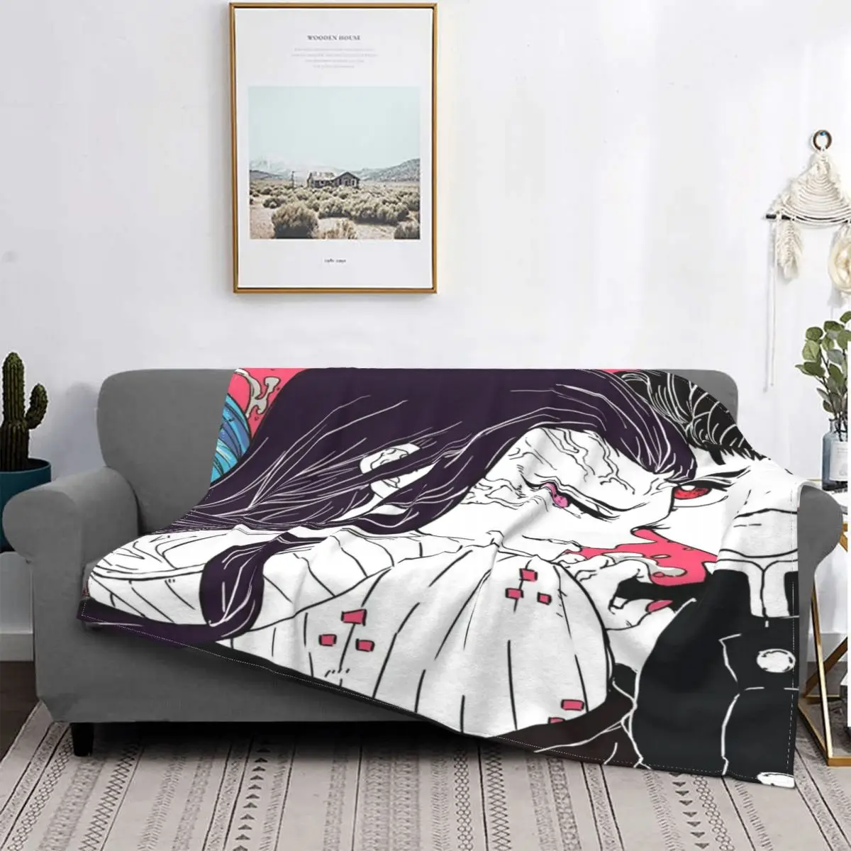 

Manta de Demon Slayer de Nezuko y Tanjiro, colcha de cama cuadros, ropa de cama, toalla de playa, Sudadera con capucha, manta