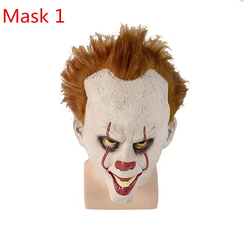 mask 1 Фильм Стивен Кинг это пеннивайз Косплей костюмы Маска пеннивайз клоун Страшный Джокер костюм комплект Хэллоуин костюм для взрослых - Цвет: mask 1
