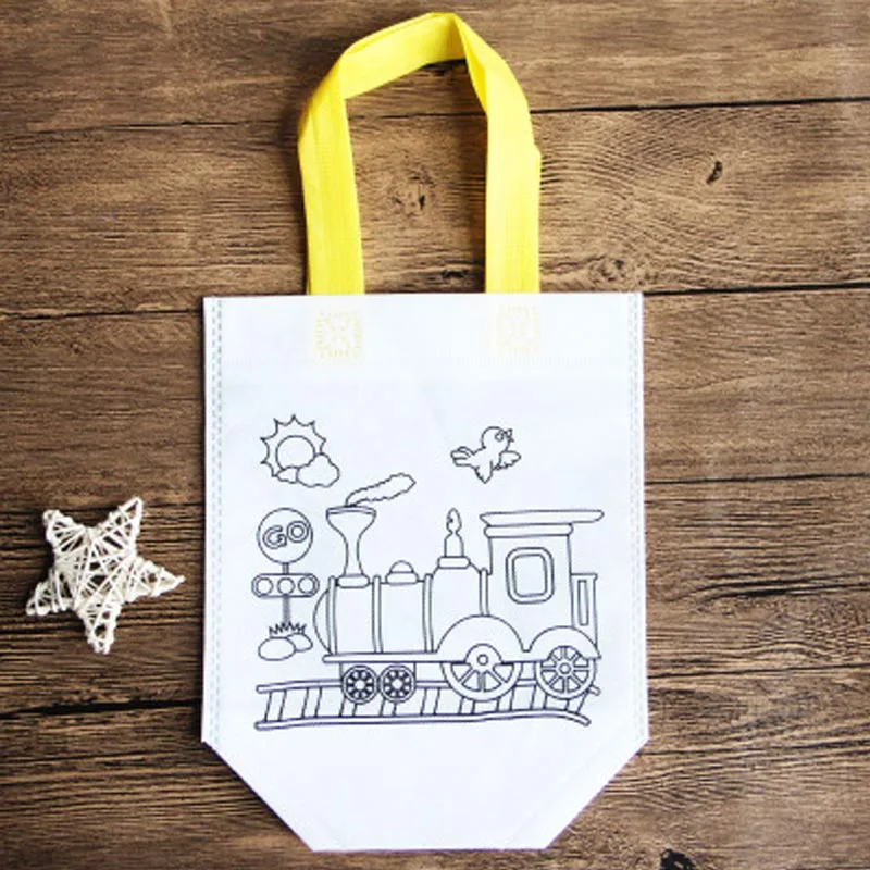 train Saizhi DIY Рисование игрушки цветные граффити мешок ручной работы детей экологически чистый материал SZ3102 - Цвет: train