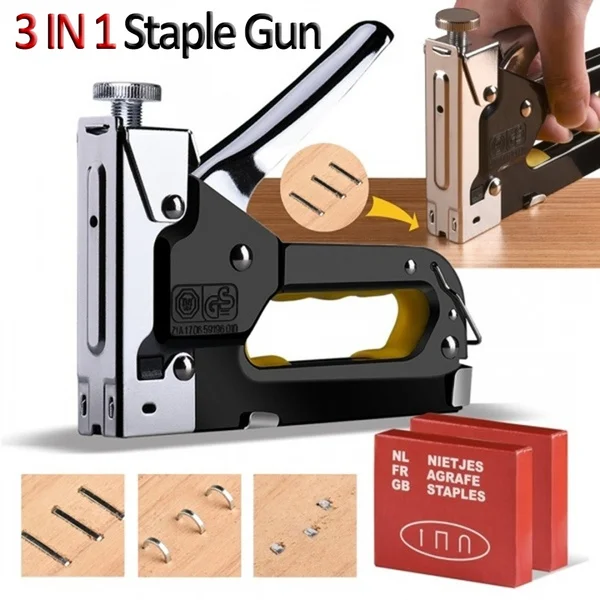 3 In 1 Nail Gun DIY Furniture Construction Stapler Upholstery Staple Gun With 600 Staples Home Decor Carpentry Tools