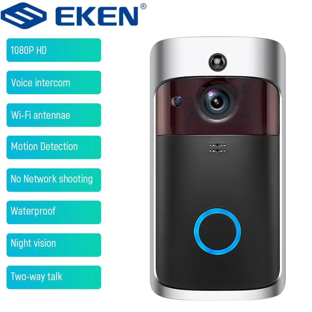 

EKEN V5 Video Doorbell Wireless WiFi IR Security Camera Home Monitor Night Vision Intercom Door Bell NEW