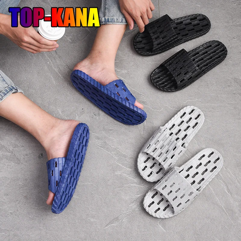 

2021 Men Slippers Simple Solid Plarform Shoes Black Blue Anti--slip Indoor Bathroom Beach Slippers EVA Soft Sole Light Shoes Men