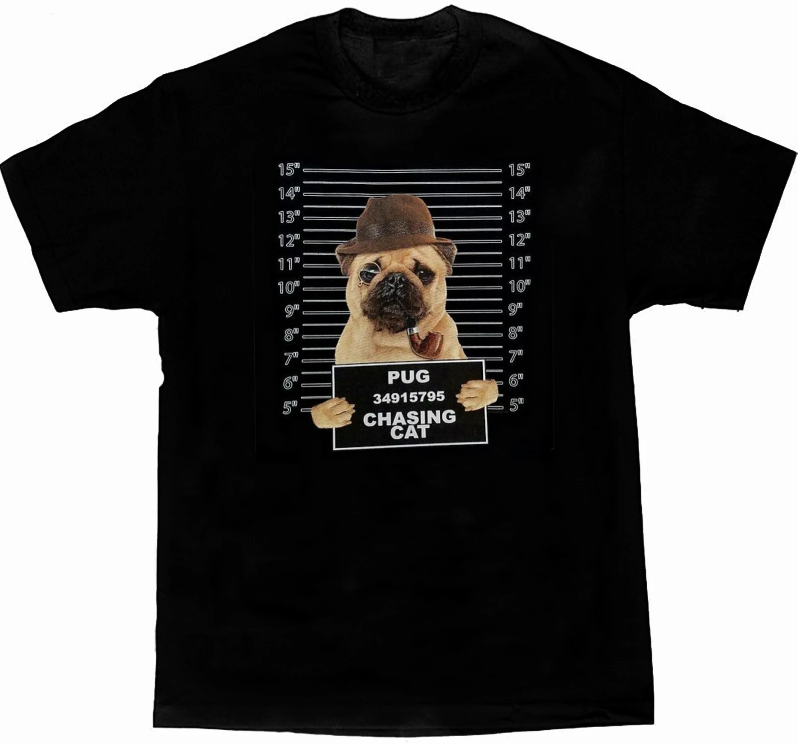 

Funny Dog Art Pug Mug Shot Printed Mens T-Shirt. Summer Cotton Short Sleeve O-Neck Unisex T Shirt New S-3XL