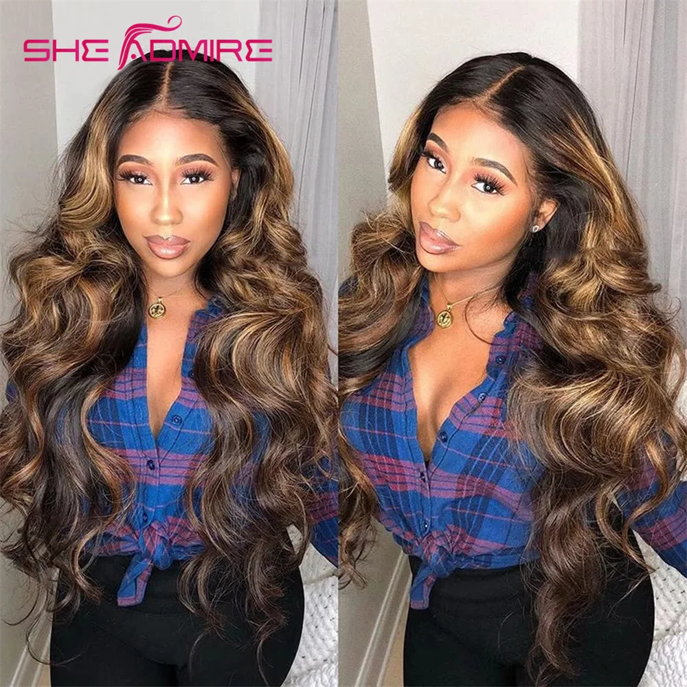 

Body Wave Highlight Lace Front Wig She Admire Brazilian 4/27 Ombre Colored 13X4X1 T Part Bob Wig Human Hair Wig For Black Women