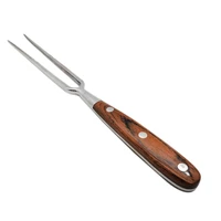 stainless steel portable outdoor barbecue tool wooden handle barbecue fork food fork meat fork wooden handle bbq fork