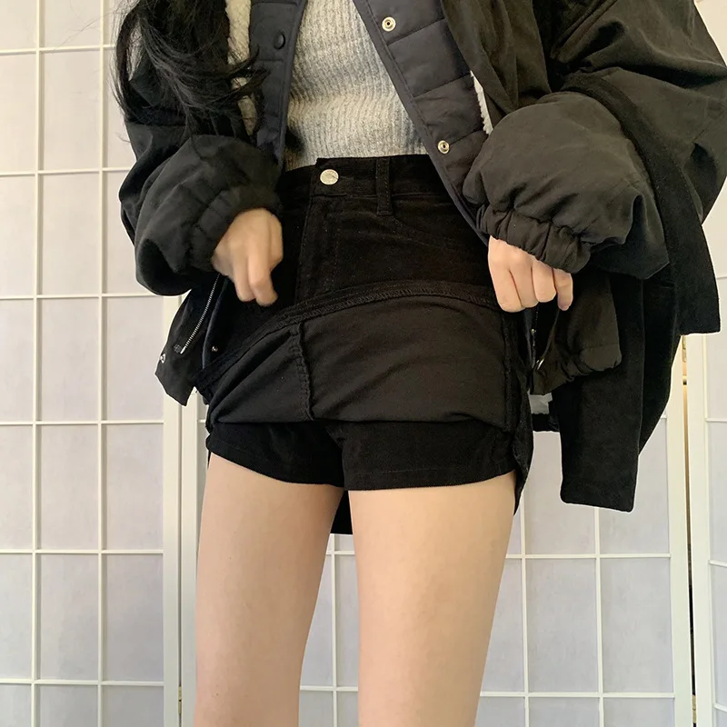 DEWADBOW 2021 модные мини-юбки для женщин в винтажном стиле из вельвета Разделение цвет