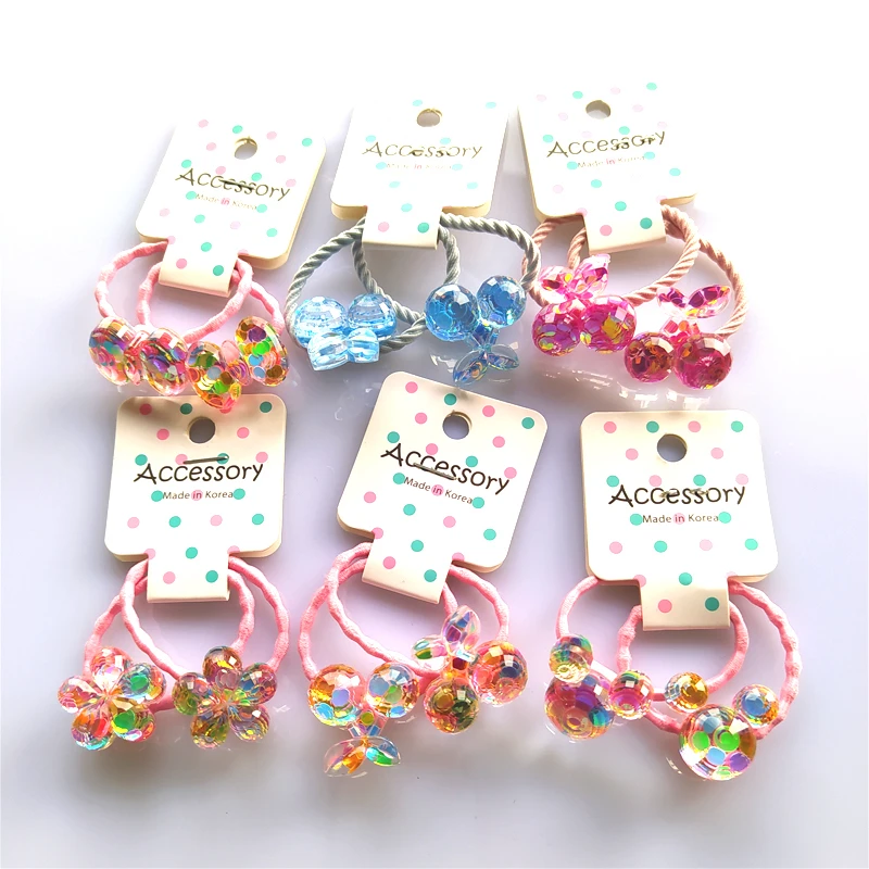 

2PCS Lovely Shimmering Flowers Princess Cartoon Headwear Kids Elastic Hair Bands Children Ropes Girls Accessories Baby Headdress